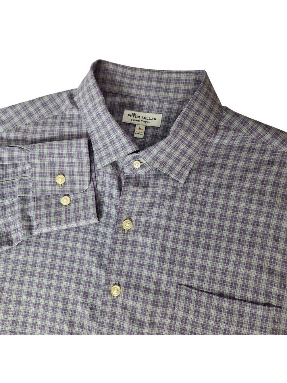 Peter Millar Blue Plaid Hartford Sport Shirt Large